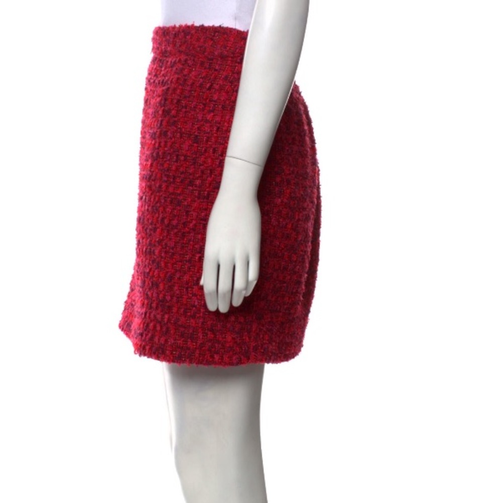 Red Tweed Donna Karan Pencil Skirt - Picture 2 of 8
